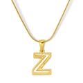 Collar de letra Z con incrustación de nácar y cadena de serpiente en acero bañado en oro - Estilo Letra Z - Cadena de Serpiente (S-P003-Z) / Chapado en oro 18K