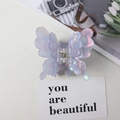 Iridescent acetate butterfly hair claw clip with colorful pearlescent purple and pink hues - Metallic Blue