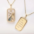 Aquarius constellation necklace with gold-plated pendant and engraved zodiac traits - Aquarius (with Engraving)