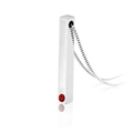 Macro detail of silver rectangular pendant necklace with a brilliant red crystal base - Steel / Birthstone Style 3