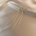 Elegant gold-tone long fringe butterfly earrings with shimmering white rhinestones - Gold Rhinestone Butterfly Tassel (A191)