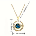 Gold Saturn planet necklace with blue nebula orb and starry crescent moon pendant - Small Planet Gold - Lip Chain