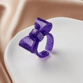 Glitzernder lila Harzring mit 3D-Schleife und schimmernden Glitzer-Akzenten - Dunkelviolett
