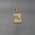 Goldene Skorpion Sternzeichen Kette mit weißem Muschel-Inlay und rechteckigem Anhänger - Skorpion