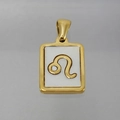 Leo-Sternzeichen-Anhänger aus 18K Gold mit Muschel-Inlay an Edelstahl-Halskette - Löwe