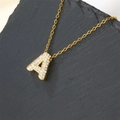Gold plated letter A pendant necklace featuring sparkling cubic zirconia stones - Letter A (Pendant Only)