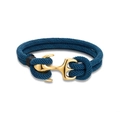 Blue nautical paracord bracelet featuring a polished gold-plated stainless steel anchor clasp - 23cm / Gold Peacock Blue