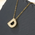 Luxurious gold plated letter D pendant necklace encrusted with sparkling zircons - Letter D (Pendant Only)