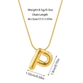 Detailed specs for gold bubble letter P pendant necklace with 45cm snake chain and 8.5g weight - Letter P Necklace