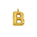 Detail of 3D gold puffy bubble letter B pendant with a glossy metallic balloon finish - Letter B - Gold