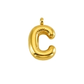 Macro detail of the puffy 3D golden alphabet C pendant with shiny bubble design - Letter C - Gold