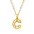 Schicke 18K vergoldete Titanhalskette mit Buchstabe C Anhänger und weißem Muschel-Inlay - Buchstabe C(S-P003-C)