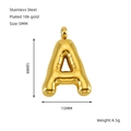 Puffy bubble letter A necklace in 18k gold plated stainless steel for women - Letter A - Gold