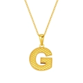 Fashionable golden letter G pendant necklace with textured dot pattern on O-chain - Letter G Style / Gold