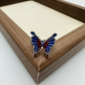 Irregular liquid butterfly ring with blue and red enamel on a silver-tone band - Dark Blue & Red (1#)
