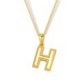 18K vergoldete Edelstahlkette mit weißem Perlmutt H-Buchstaben-Anhänger - Buchstabe H(S-P003-H)