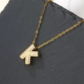 Luxurious gold plated necklace with a sparkling cubic zirconia paved letter K pendant - Letter K (Pendant Only)