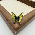 Liquid butterfly open ring in yellow and blue enamel finish with silver-toned metal - Yellow & Blue Contrast (3#)