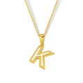 Halskette mit Buchstabe K, 18K vergoldet, Edelstahl mit weißer Muschel-Einlage - Buchstabe K(S-P003-K)