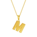 Fashionable gold-plated necklace featuring a textured letter M pendant on a fine O-chain - Letter M Style / Gold