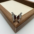 Liquid butterfly open ring featuring brown and white enamel finish with metal base - White & Brown Symmetrical (5#)