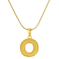 Golden snake chain necklace with circular textured pendant and grainy metallic finish - Letter O (xinzuo-001-O) / 18K Gold