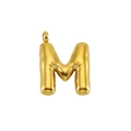 Golden balloon style chubby initial M pendant necklace in polished stainless steel - M-Silver