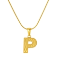 Golden snake chain necklace featuring a textured letter P pendant with beadwork details - Letter P (xinzuo-001-P) / 18K Gold