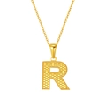 Fashionable gold-plated letter R pendant necklace with textured dot relief for unisex - Letter R Style / Gold