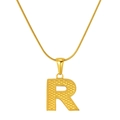 Golden snake chain necklace with embossed letter R pendant for a stylish trendy look - Letter R (xinzuo-001-R) / 18K Gold
