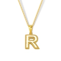 Elegante 18K vergoldete Buchstabe R Halskette mit weißer Muschel-Einlage für Damen - Buchstabe R(S-P003-R)