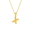 Fashionable gold-plated letter X pendant necklace with honeycomb textured metal finish - Letter X Style / Gold