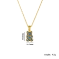 Golden bear necklace with blue crystal pendant featuring elegant titanium steel chain - Gold Base Royal Blue Zirconia