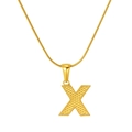 Fashionable gold-plated snake chain necklace with a textured capital letter X pendant - Letter X (xinzuo-001-X) / 18K Gold