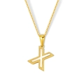 Goldene 18K vergoldete Halskette mit Buchstaben X und weißer Perlmutt-Einlage - Buchstabe X(S-P003-X)