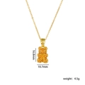 Fashionable titanium steel necklace featuring a sitting bear pendant with orange crystals - Gold Orange Zirconia