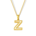 Goldene Halskette mit Z-Anhänger, weißem Muscheleinleger und Perlenrand für Damen - Buchstabe Z(S-P003-Z)