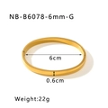 Minimalist geometric bangle bracelet in golden finish with smooth polished surface - 18K Gold / Gold (6mm)