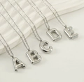 Silver balloon style letter A to E pendants on dainty snake chains for hip hop style - Letter A / 45cm Cross Chain / Silver