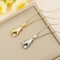Minimalist hand sign necklaces with heart crystal in gold and silver finish - Grasping Heart Zircon Gesture / Gold