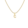 Golden snake chain necklace with sparkling iced-out initial C letter pendant for women - Letter C (7147-C)