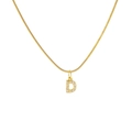 18K gold plated snake chain necklace with a sparkling iced-out initial D pendant - Letter D (7147-D)