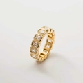Minimalist gold eternity ring featuring emerald cut square zircons in a bezel setting - US 6 / Gold
