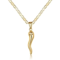 Collier avec pendentif piment doré poli et chaîne Marina sur fond blanc classique - Or