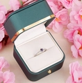 Blue gemstone ring with small diamonds in a premium green velvet gift box and petals - US 6 / Silver