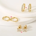 Three pairs of gold-plated clover earrings and hoop sets featuring sparkling zircons - Full Rhinestone Hoop Style (Style 1#) / Gold