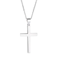 S925 Sterling Silber Kreuzkette mit minimalistischem poliertem Anhänger und feiner Kette - Anhänger mit 40+5cm O-Kette