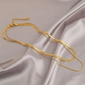 Collier double couche en maille serpent dorée en acier inoxydable poli pour femme - Or