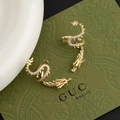 Golden dragon ear cuff with pavé crystals in a minimalist Chinese style design - Right Ear Style / Gold Dragon Ear Cuff - Right Ear