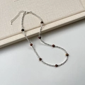 Franse stijl kralenketting met zilveren kralen, tijgeroogstenen en een handige kreeftsluiting - Tijgeroog Gebroken Zilveren Ketting